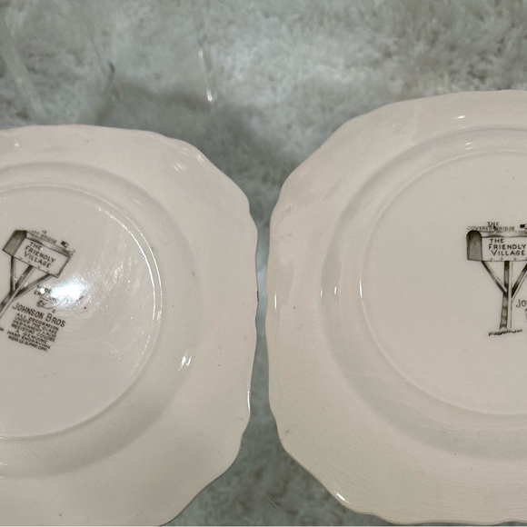 Johnson Brothers The Friendly Village Snack Set Square Plate Cup Covered Bridge - Picture 11 of 11